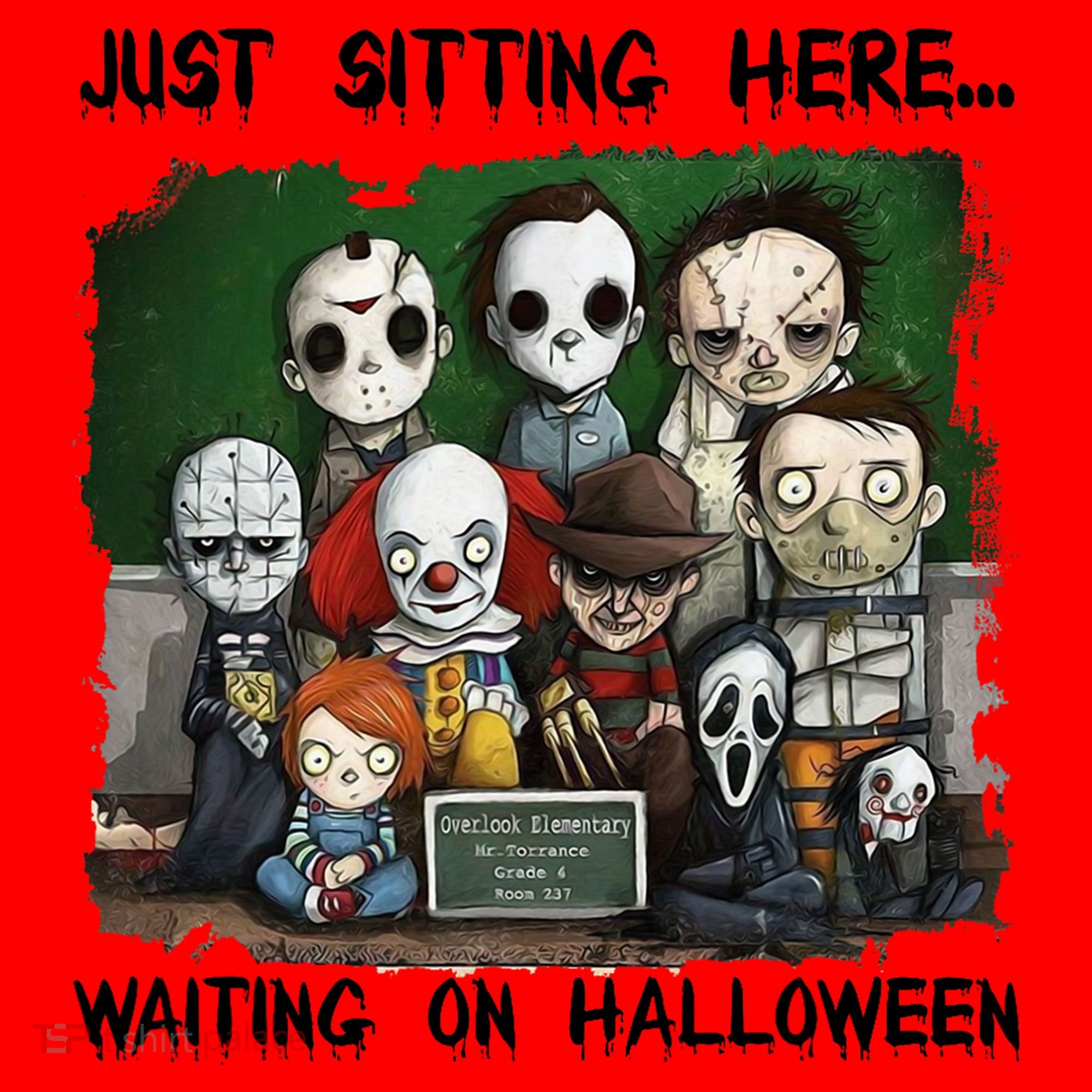 Chibi Horror Movie Just Sitting Here Waiting On Halloween Santa Hat
