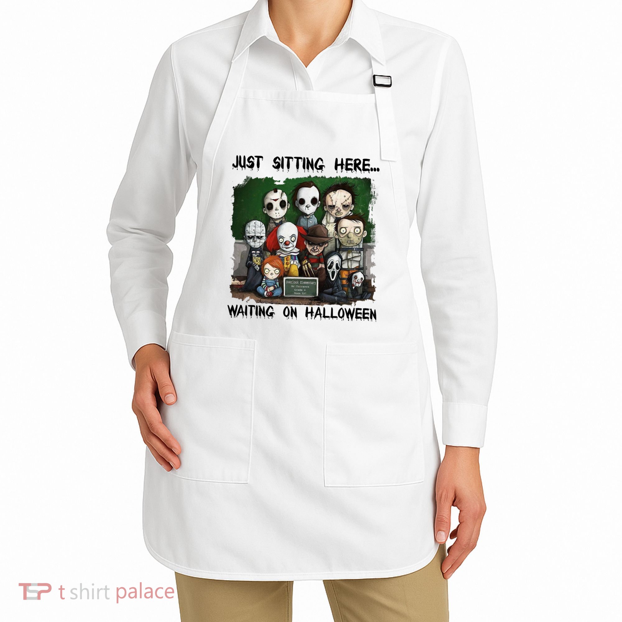 Chibi Horror Movie Just Sitting Here Waiting On Halloween Apron
