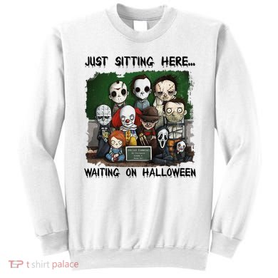 Chibi Horror Movie Just Sitting Here Waiting On Halloween Sweatshirt