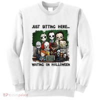 Chibi Horror Movie Just Sitting Here Waiting On Halloween Sweatshirt thumb 0