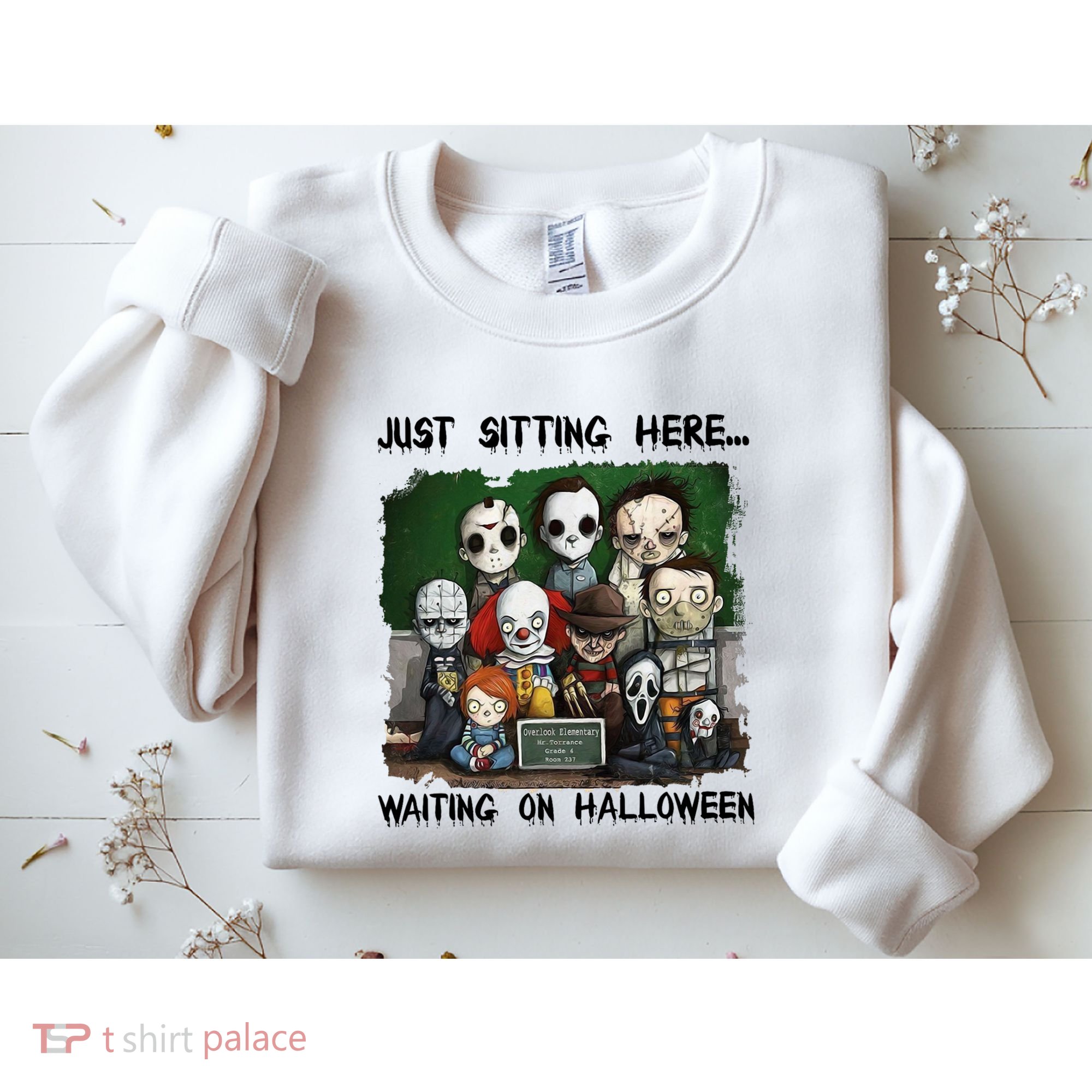 Chibi Horror Movie Just Sitting Here Waiting On Halloween Sweatshirt