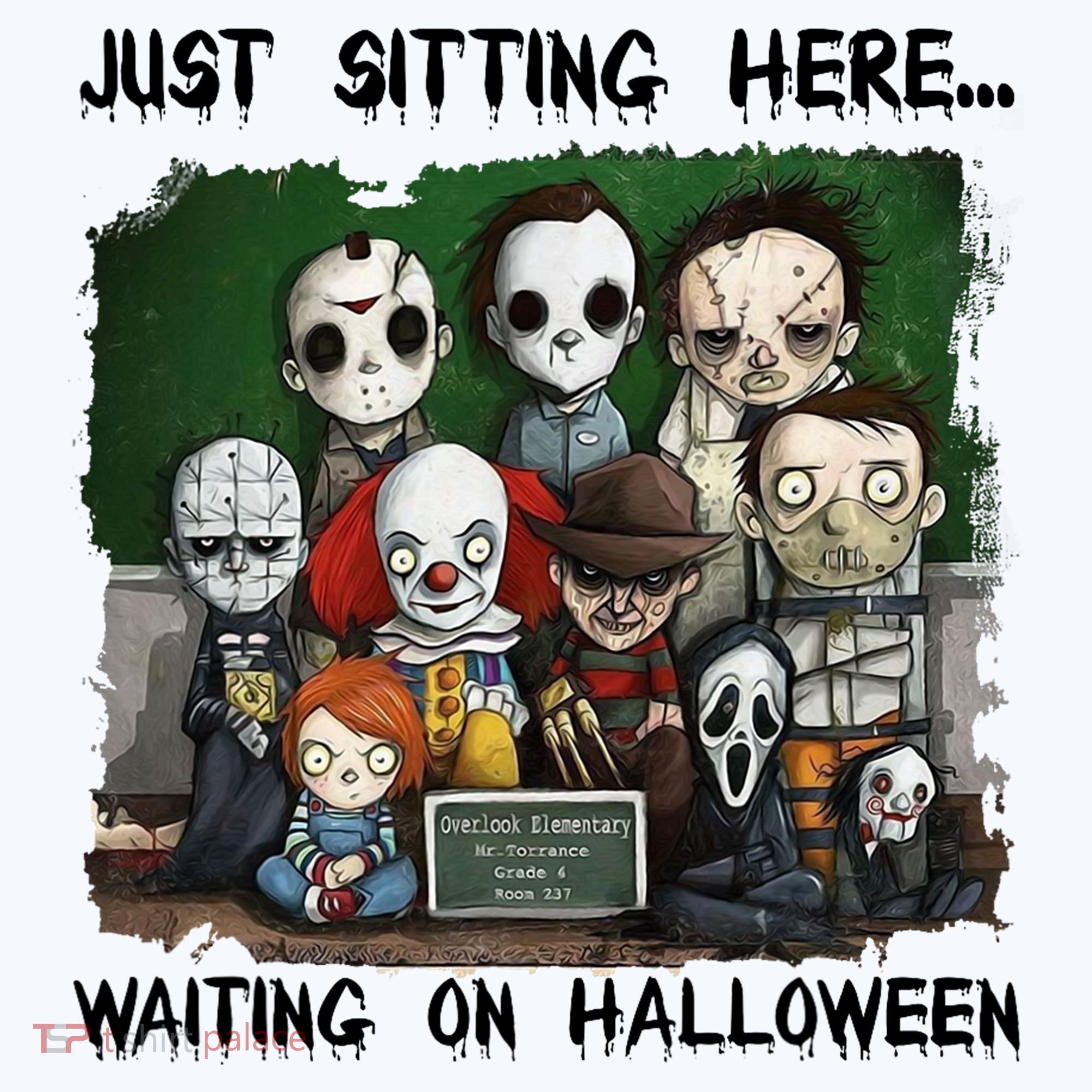 Chibi Horror Movie Just Sitting Here Waiting On Halloween Sweatshirt