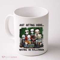 Chibi Horror Movie Just Sitting Here Waiting On Halloween Coffee Mug thumb 0