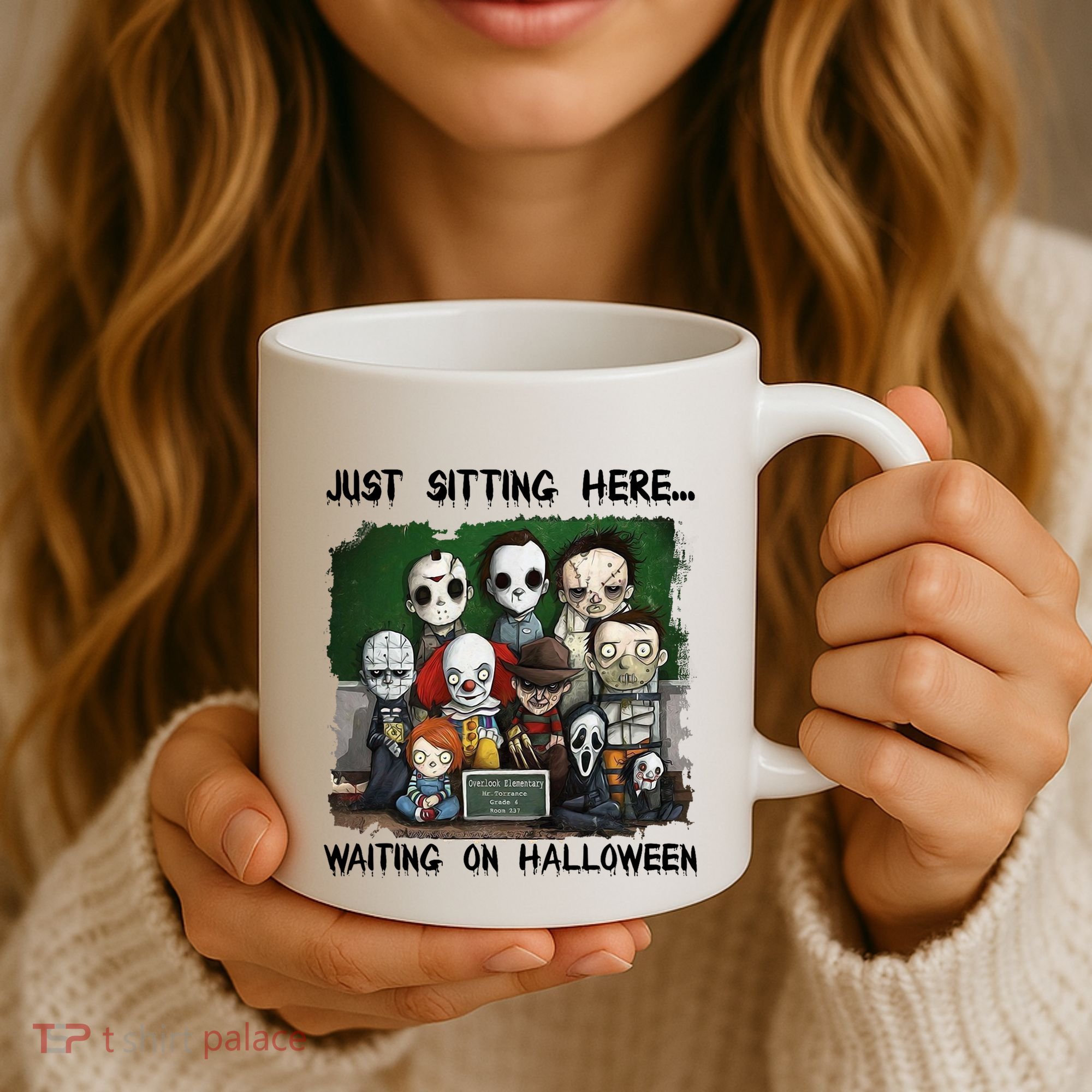 Chibi Horror Movie Just Sitting Here Waiting On Halloween Coffee Mug