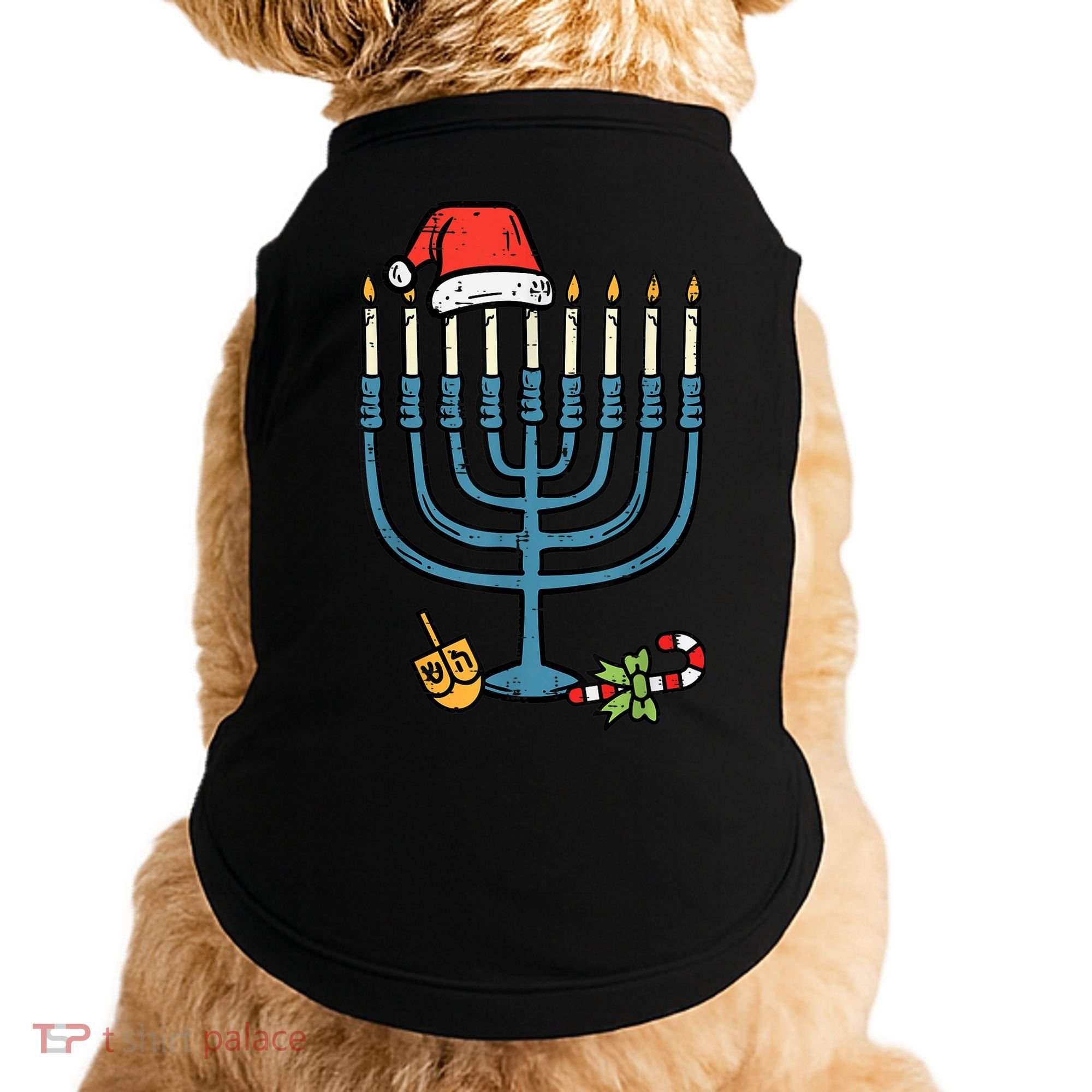 Christmas Hat Menorah Jew Hanukkah Chanukah    Doggie Tank