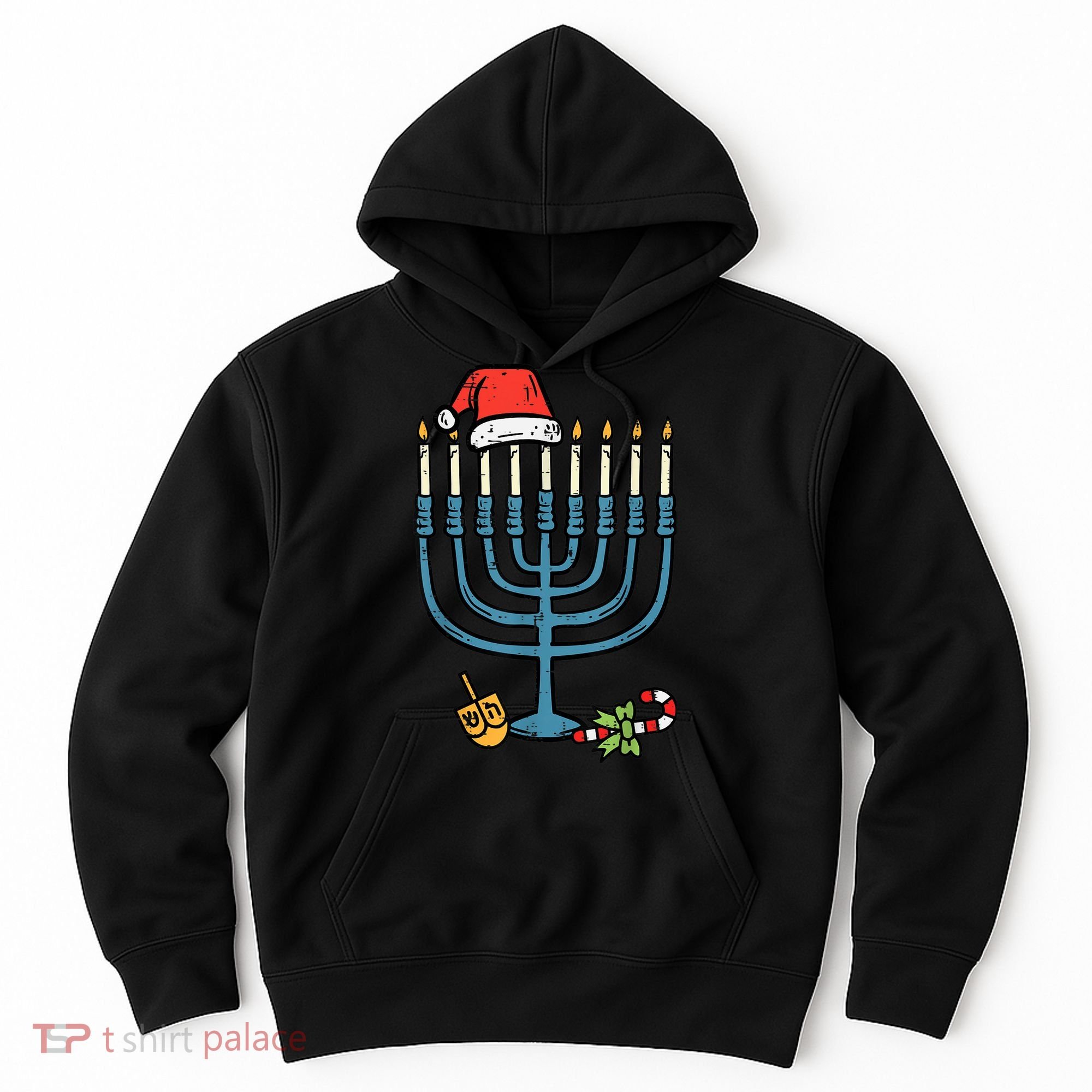 Christmas Hat Menorah Jew Hanukkah Chanukah    Hoodie