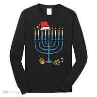 Christmas Hat Menorah Jew Hanukkah Chanukah    Long Sleeve Shirt thumb 0
