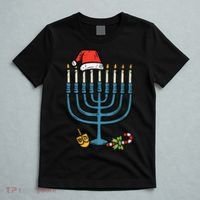 Christmas Hat Menorah Jew Hanukkah Chanukah    T-Shirt thumb 5