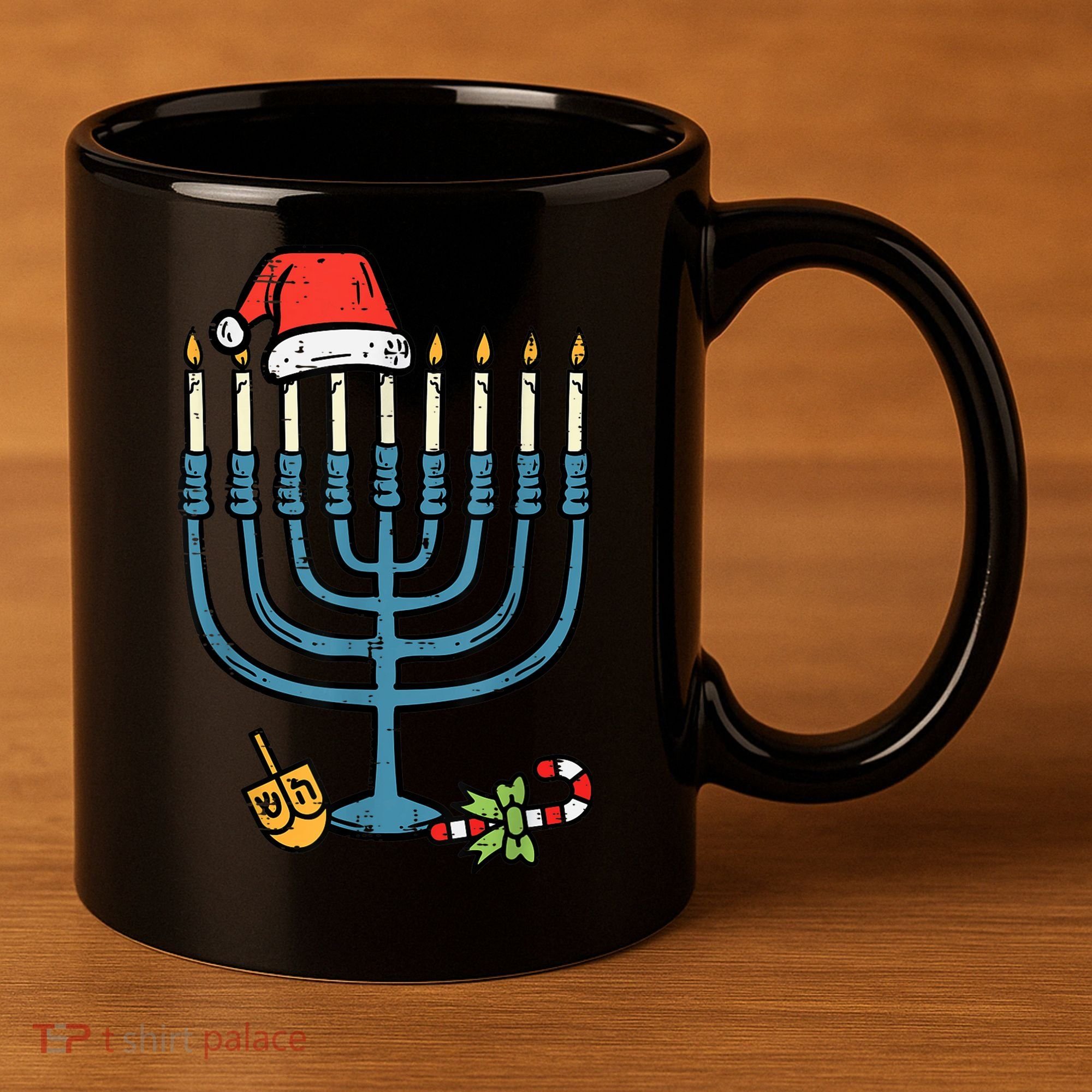 Christmas Hat Menorah Jew Hanukkah Chanukah    11oz C Handle Ceramic Mug