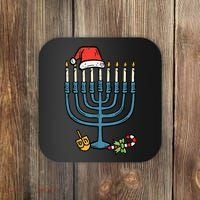Christmas Hat Menorah Jew Hanukkah Chanukah    Coaster thumb 0