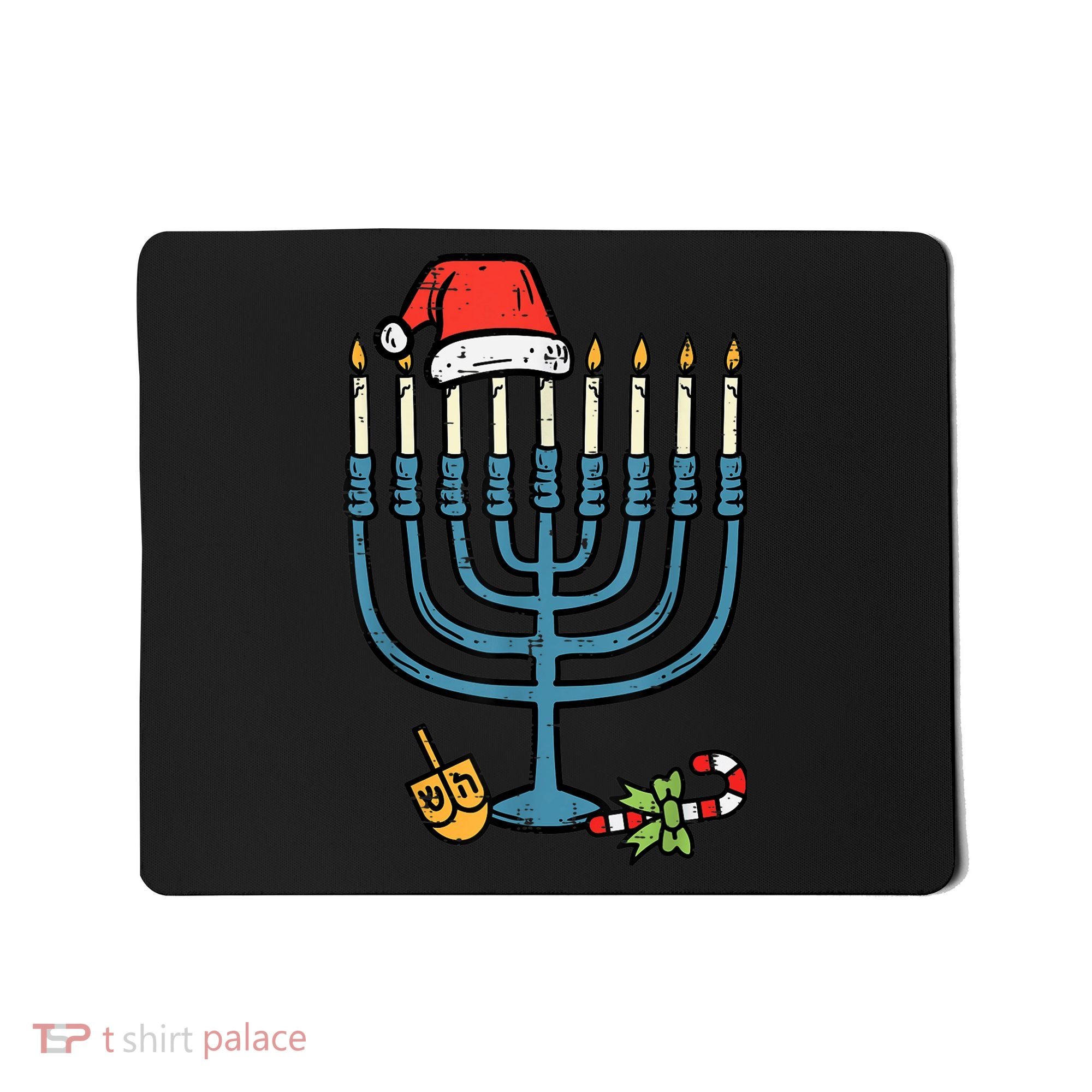 Christmas Hat Menorah Jew Hanukkah Chanukah    Mousepad