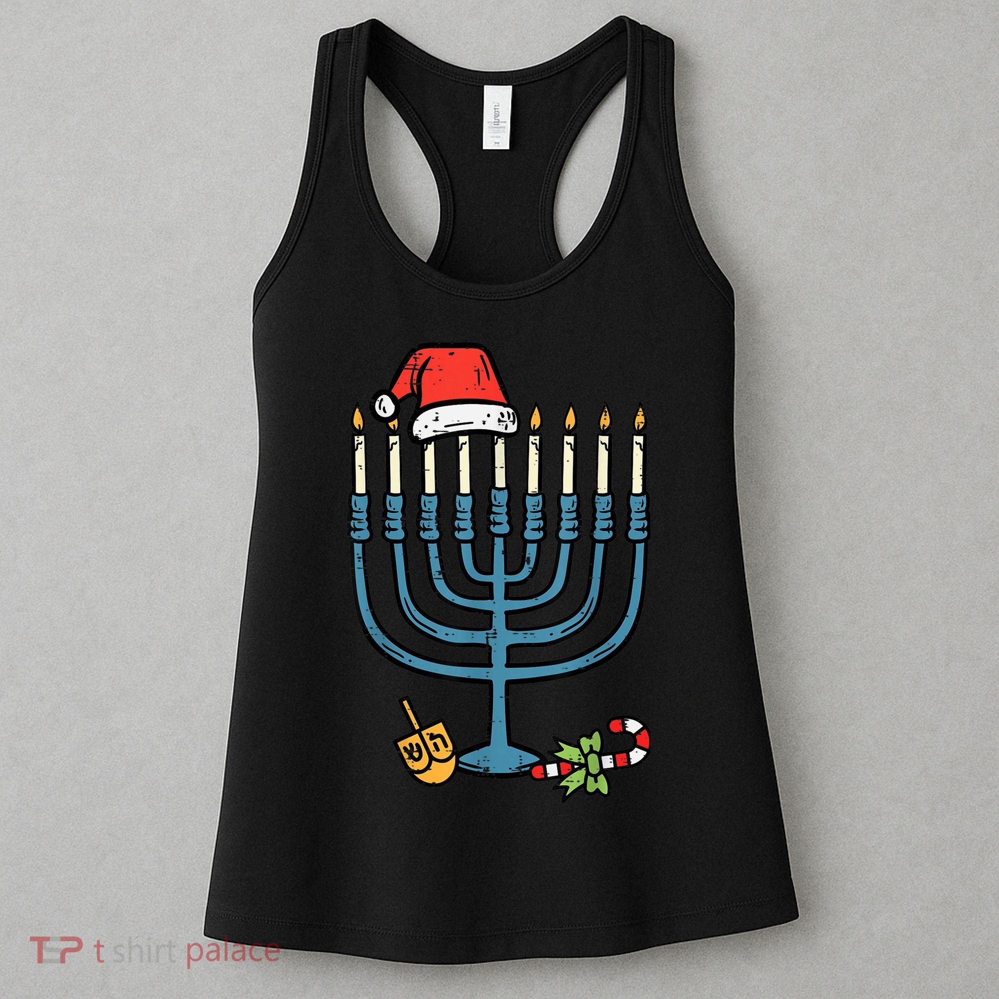Christmas Hat Menorah Jew Hanukkah Chanukah    Women's Tank Top