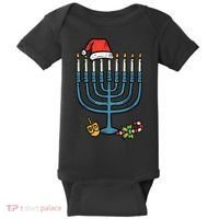 Christmas Hat Menorah Jew Hanukkah Chanukah    Baby Bodysuit thumb 0