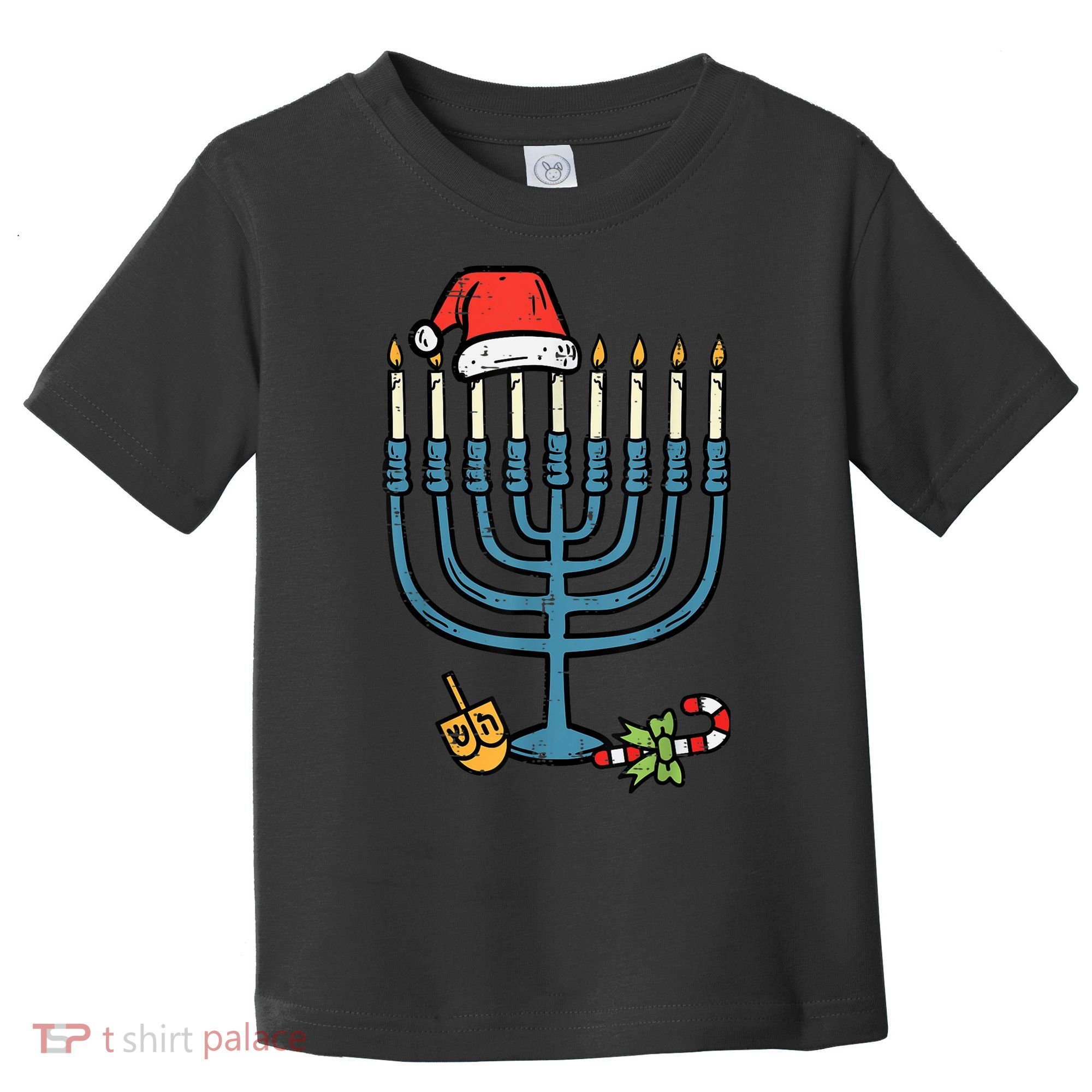 Christmas Hat Menorah Jew Hanukkah Chanukah    Toddler T-Shirt
