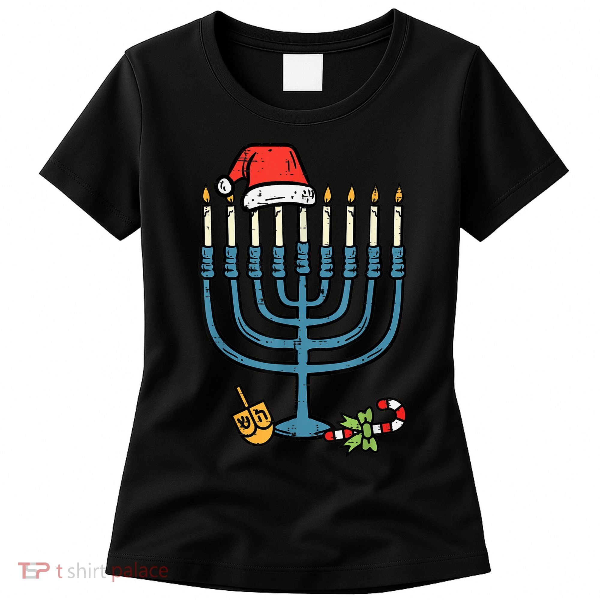 Christmas Hat Menorah Jew Hanukkah Chanukah    Women's T-Shirt