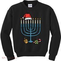 Christmas Hat Menorah Jew Hanukkah Chanukah    Kids Sweatshirt thumb 0
