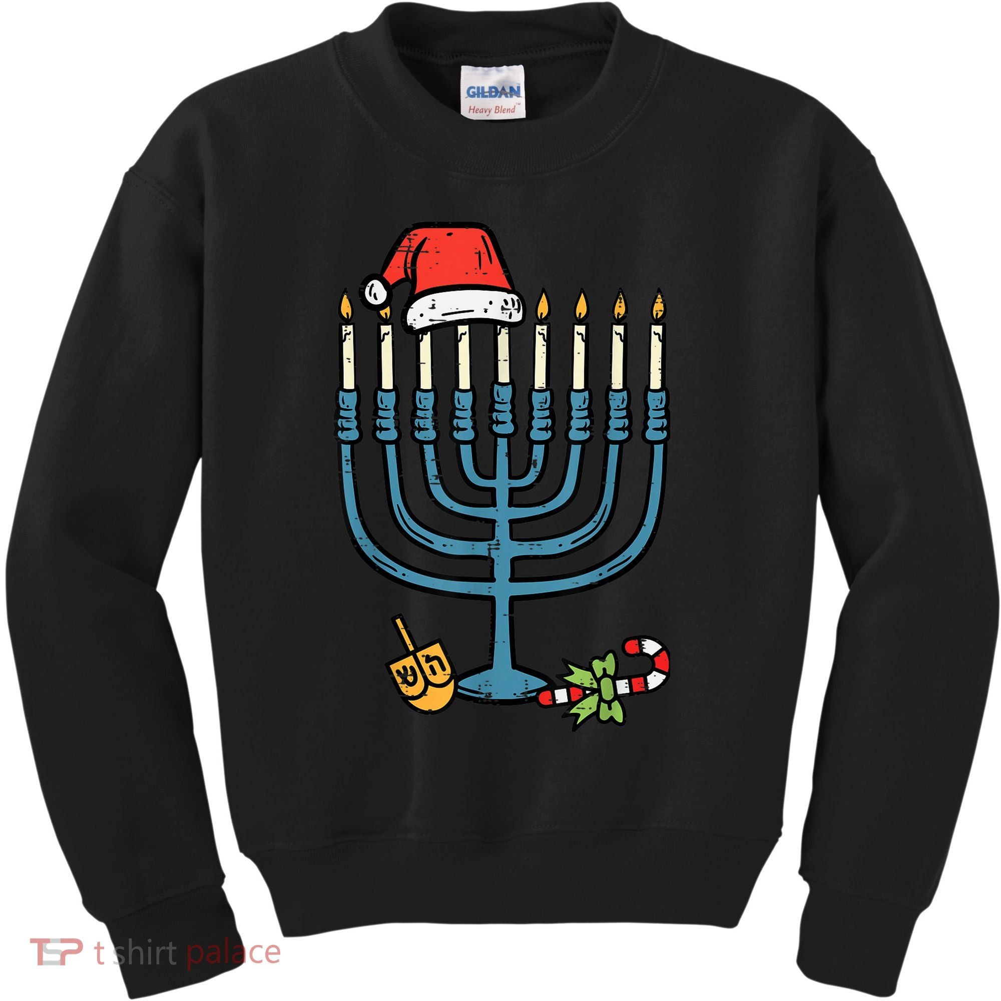 Christmas Hat Menorah Jew Hanukkah Chanukah    Kids Sweatshirt