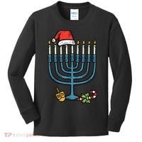 Christmas Hat Menorah Jew Hanukkah Chanukah    Kids Long Sleeve Shirt thumb 0