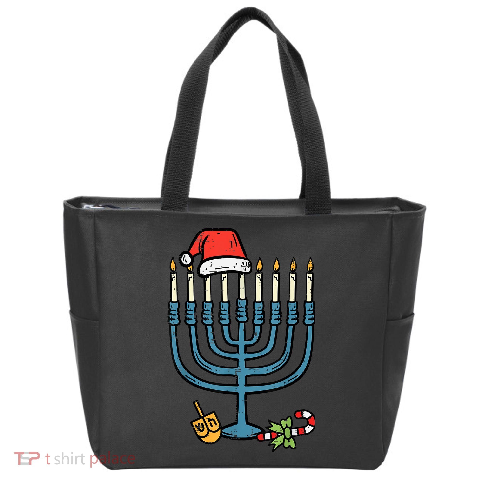 Christmas Hat Menorah Jew Hanukkah Chanukah    Tote Bag