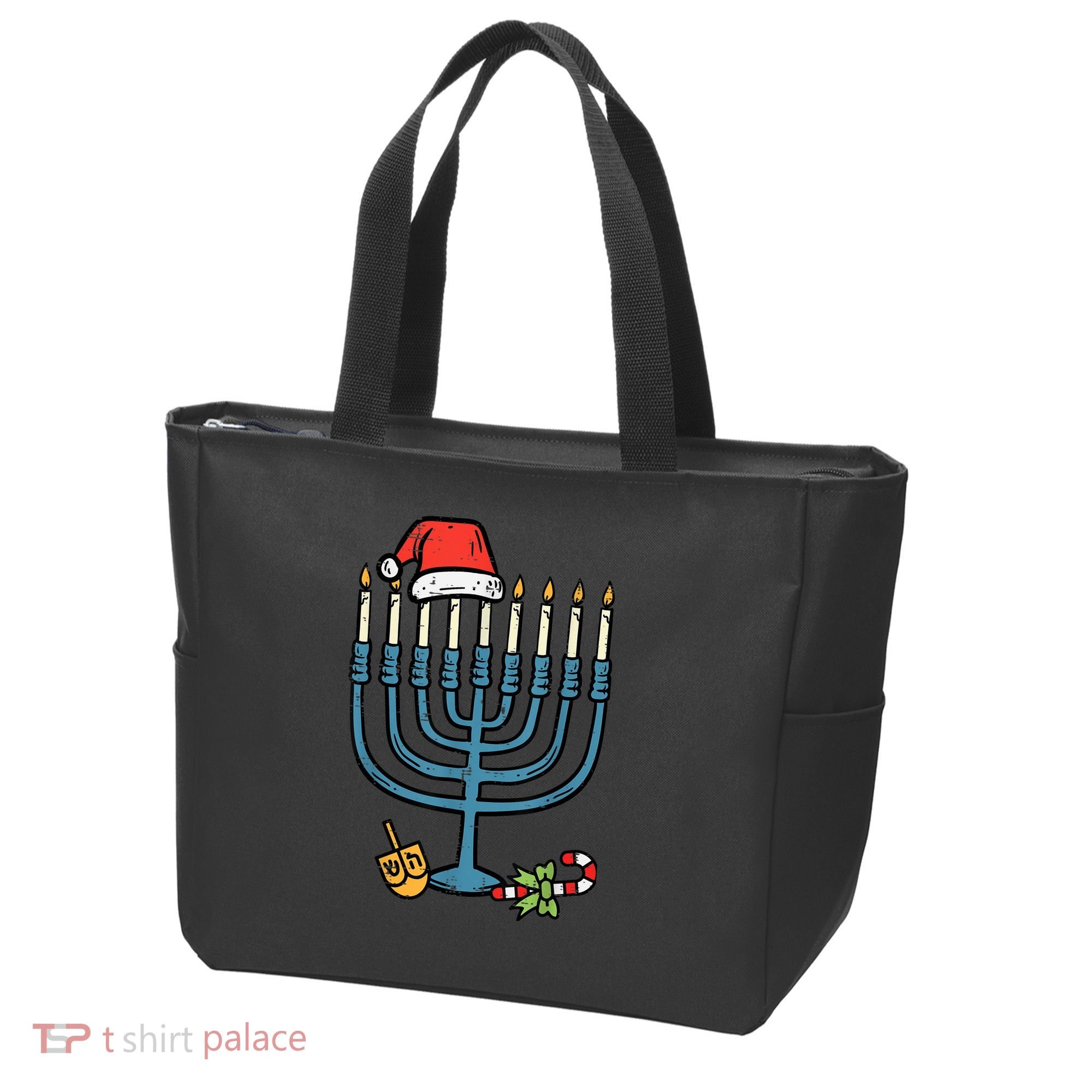 Christmas Hat Menorah Jew Hanukkah Chanukah    Tote Bag