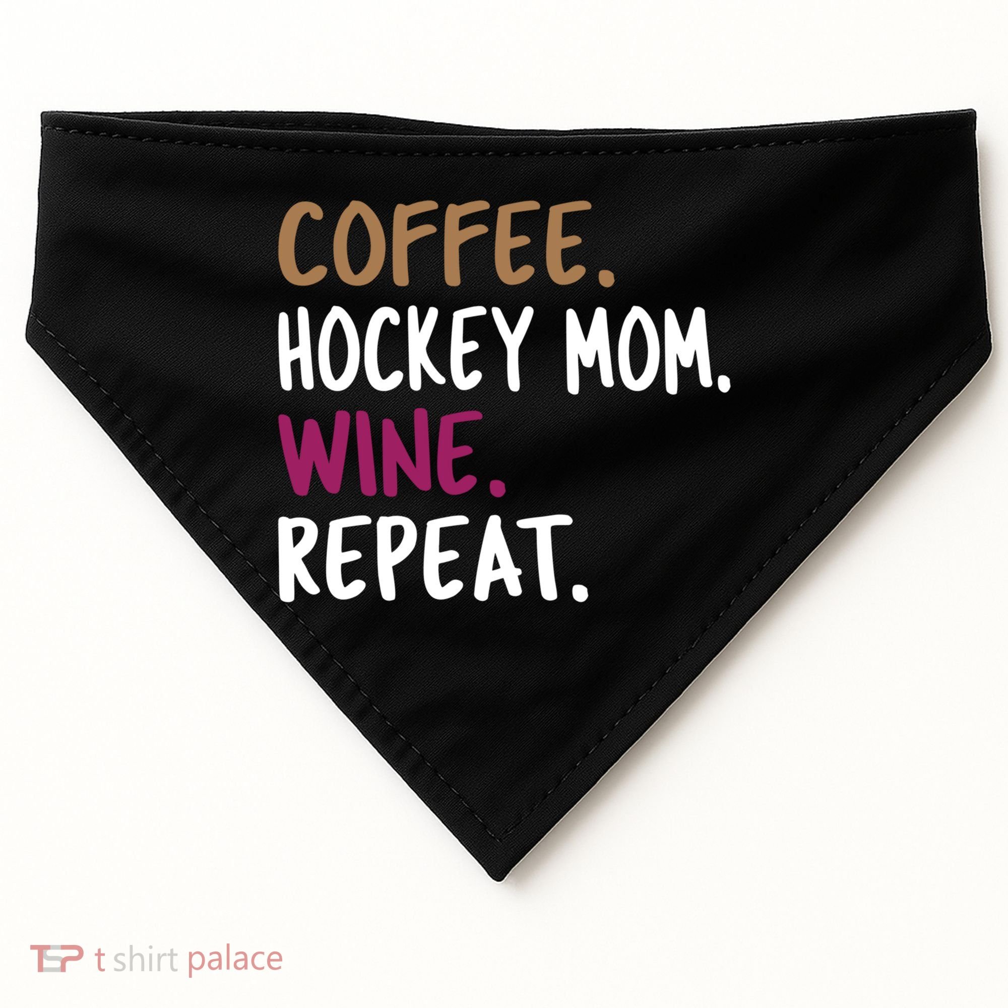 Coffee Hockey Mom Wine Repeat Cool Gift USA-Made Doggie Bandana