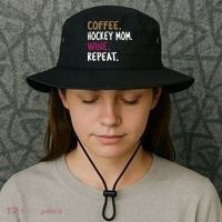 Coffee Hockey Mom Wine Repeat Cool Gift Bucket Hat thumb 3