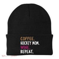 Coffee Hockey Mom Wine Repeat Cool Gift Beanie thumb 0