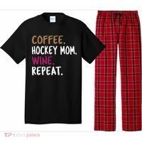 Coffee Hockey Mom Wine Repeat Cool Gift Pajama Set thumb 0