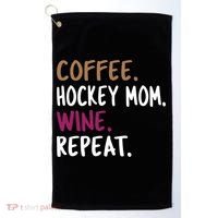 Coffee Hockey Mom Wine Repeat Cool Gift Golf Towel thumb 0