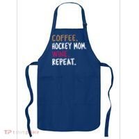 Coffee Hockey Mom Wine Repeat Cool Gift Apron thumb 0