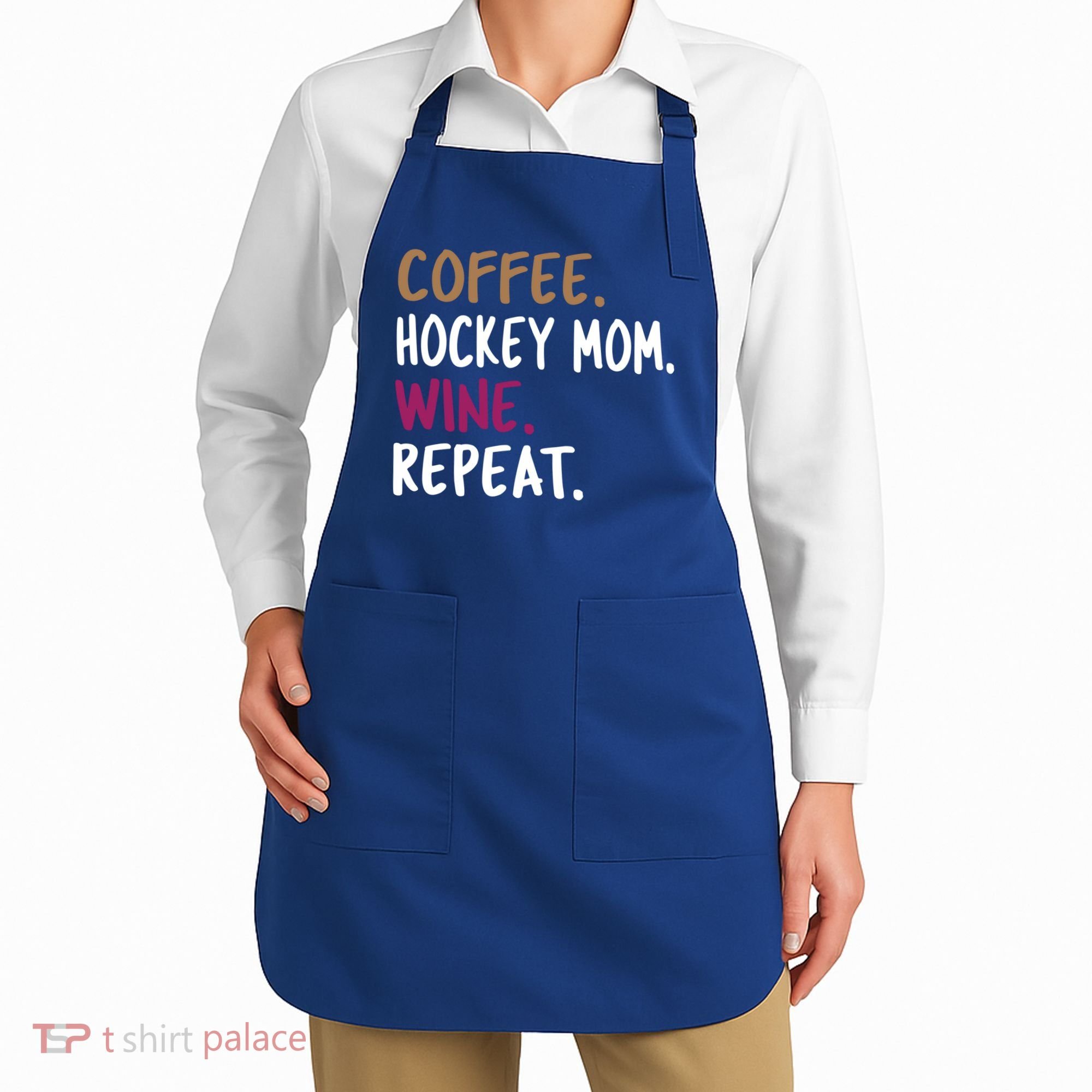 Coffee Hockey Mom Wine Repeat Cool Gift Apron