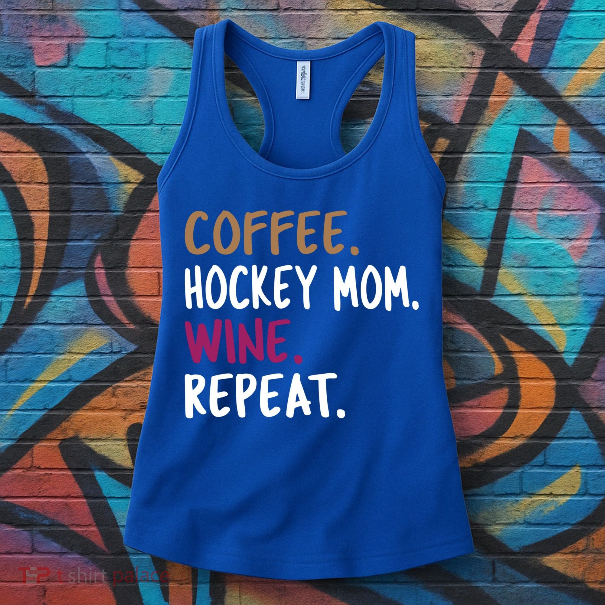 Coffee Hockey Mom Wine Repeat Cool Gift Women's Tank Top