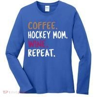 Coffee Hockey Mom Wine Repeat Cool Gift Women's Long Sleeve Shirt thumb 0