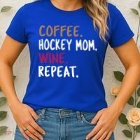 Coffee Hockey Mom Wine Repeat Cool Gift Women's T-Shirt thumb 2