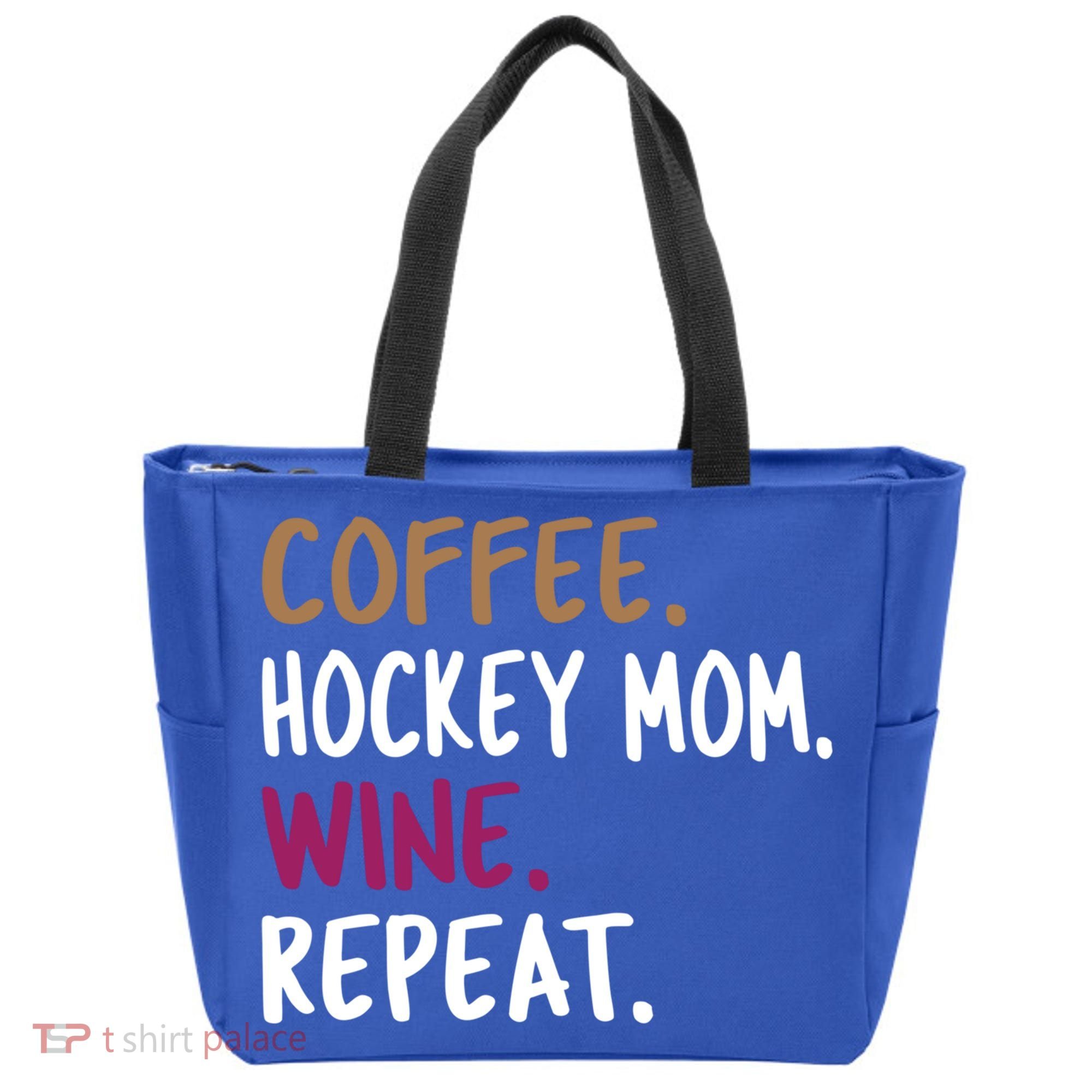 Coffee Hockey Mom Wine Repeat Cool Gift Tote Bag