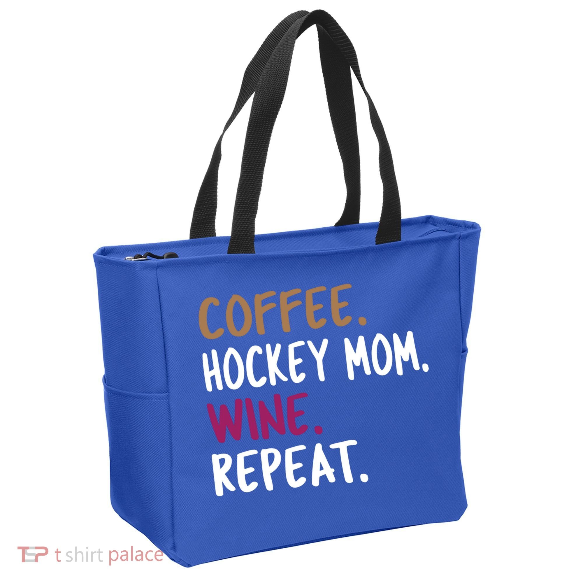 Coffee Hockey Mom Wine Repeat Cool Gift Tote Bag