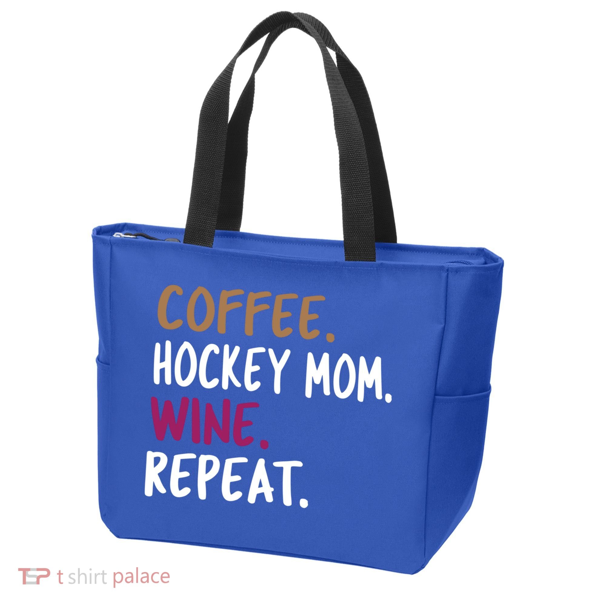 Coffee Hockey Mom Wine Repeat Cool Gift Tote Bag