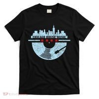 Chicago House Music Vintage Vinyl Dj Raver Flag Skyline Gift T-Shirt thumb 0