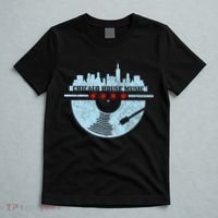Chicago House Music Vintage Vinyl Dj Raver Flag Skyline Gift T-Shirt thumb 5