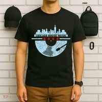 Chicago House Music Vintage Vinyl Dj Raver Flag Skyline Gift T-Shirt thumb 6