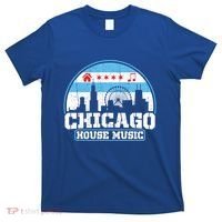 Chicago House Music Vintage Skyline Dj Gift T-Shirt thumb 0