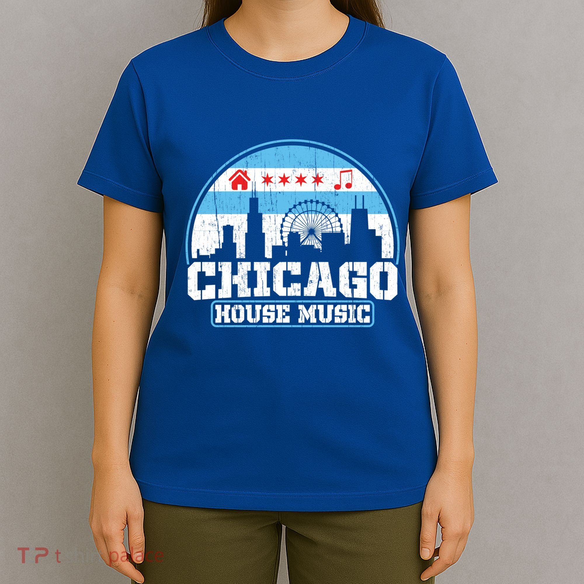 Chicago House Music Vintage Skyline Dj Gift T-Shirt