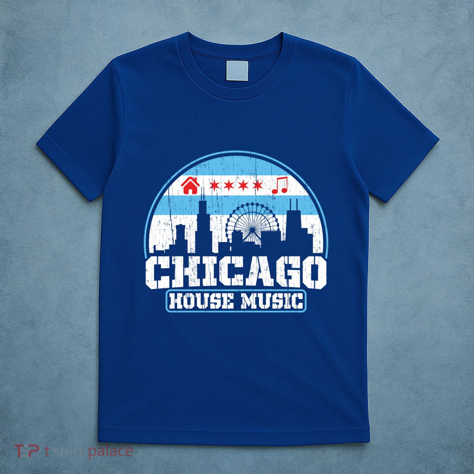 Chicago House Music Vintage Skyline Dj Gift T-Shirt