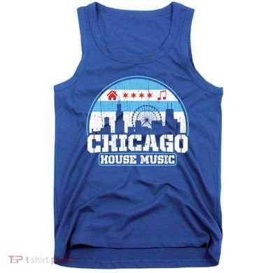 Chicago House Music Vintage Skyline Dj Gift Tank Top