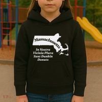 Click Hole Massachusetts In Nostra Vicinia Plura Sunt Dunkin Donuts Kids Hoodie thumb 3