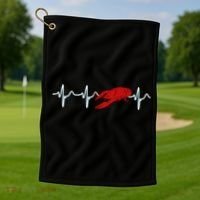 Crawfish Heartbeat Mardi Gras Lobster Season Boil Crew Gift Golf Towel thumb 1