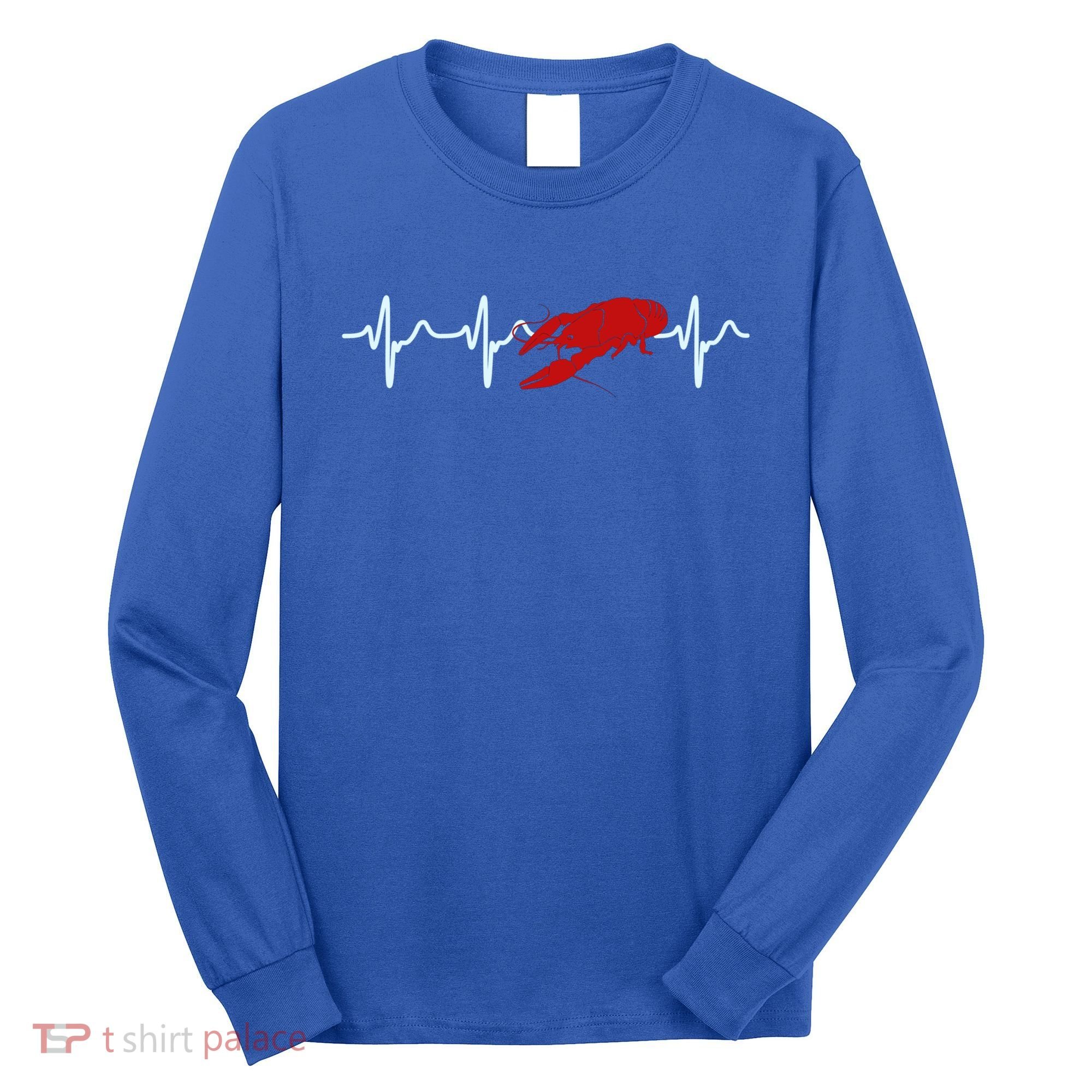 Crawfish Heartbeat Mardi Gras Lobster Season Boil Crew Gift Long Sleeve Shirt