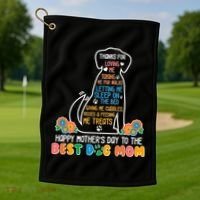 Cute Happy Mother's Day Best Dog Mom Golf Towel thumb 1