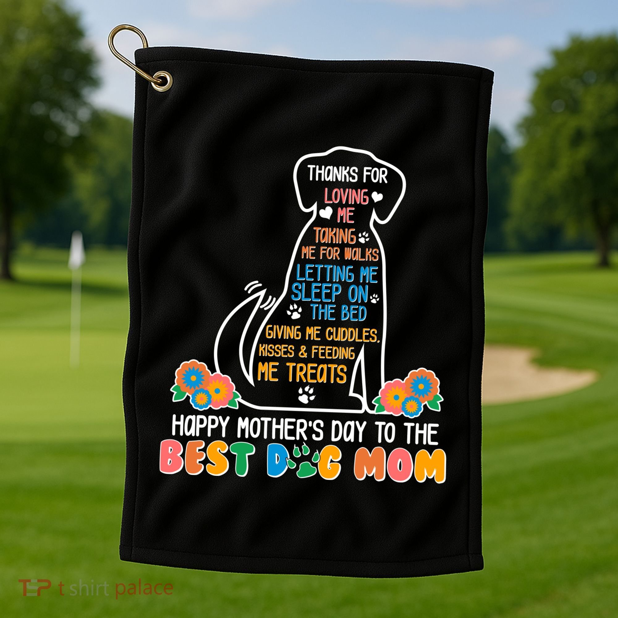 Cute Happy Mother's Day Best Dog Mom Golf Towel