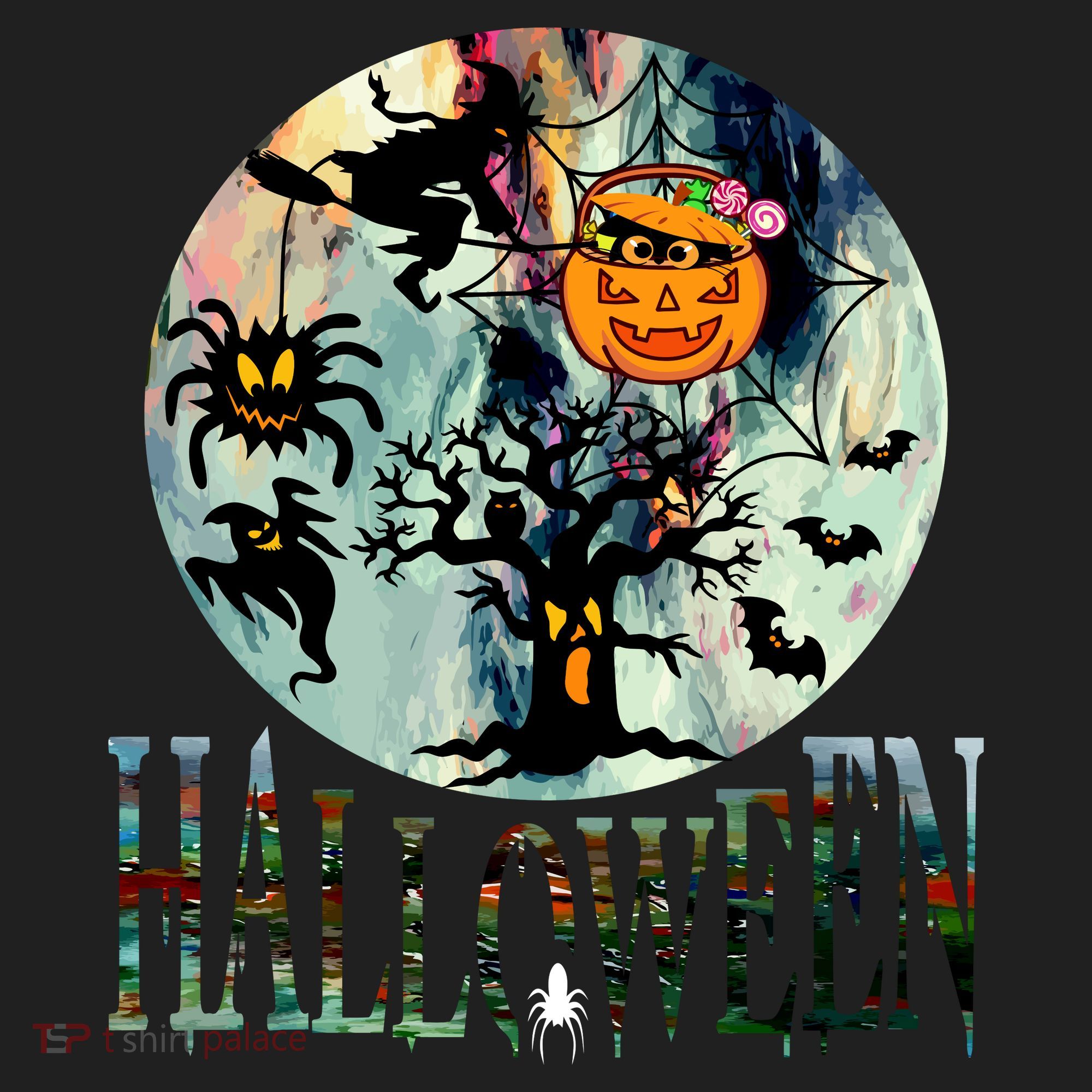 Creepy Halloween Moon Spider Pumpkin Witch Ghost Women's Sweatshirt